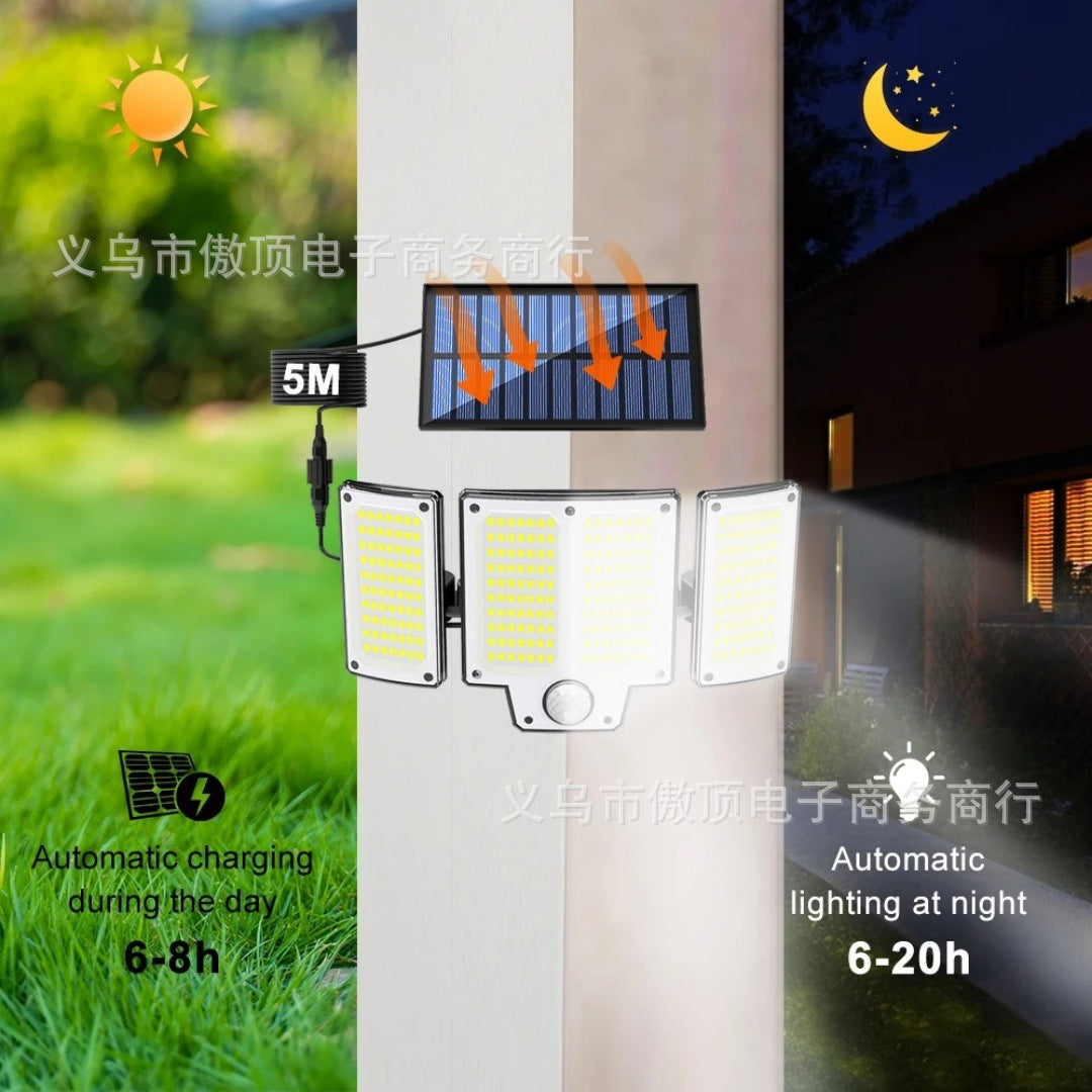 Outdoor Solar Split Street Light, Automatically Brightens After Dark, Garden Light with Human Body Sensor Wall Light Waterproof LED Lamp