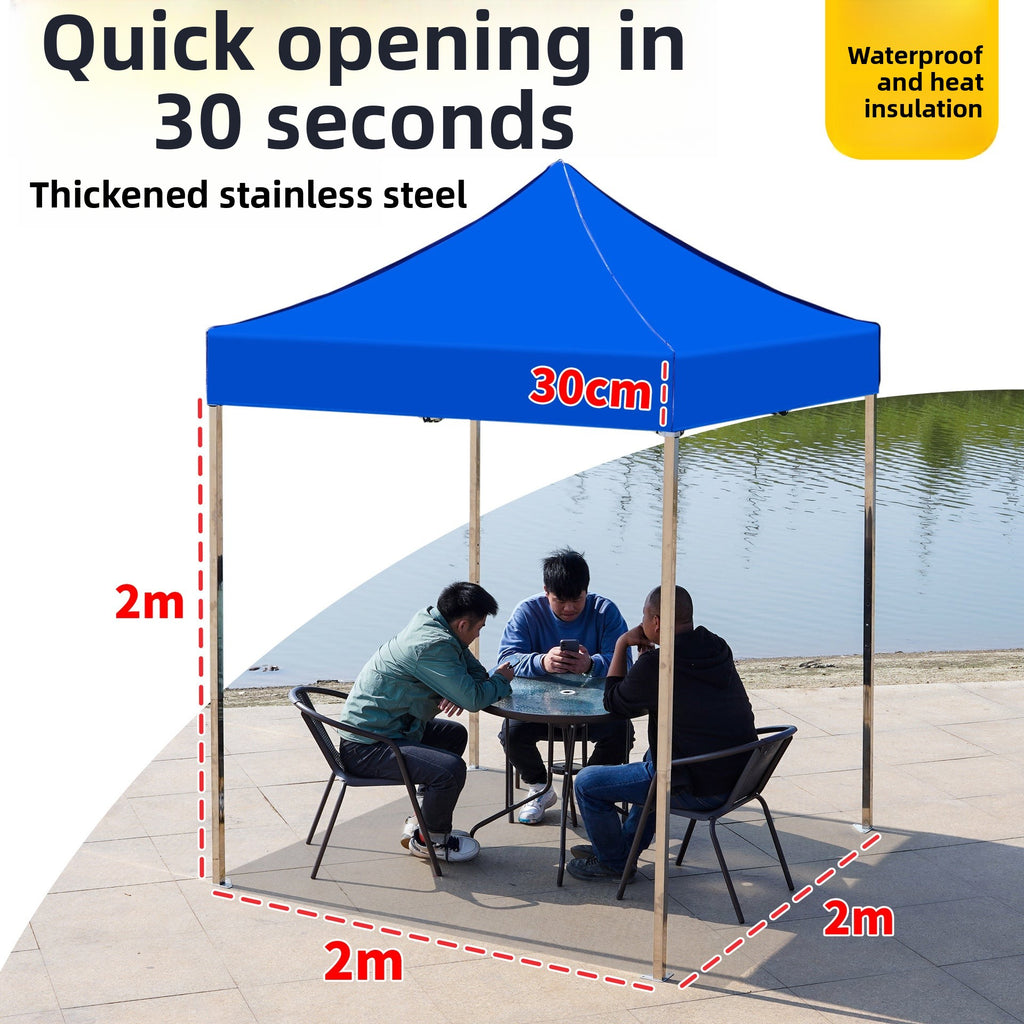Thickened Stainless Steel Four-Corner Tent Outdoor BBQ Night Market Stall Use Rain Shelter Windproof Sunshade Portable Folding Large Umbrella