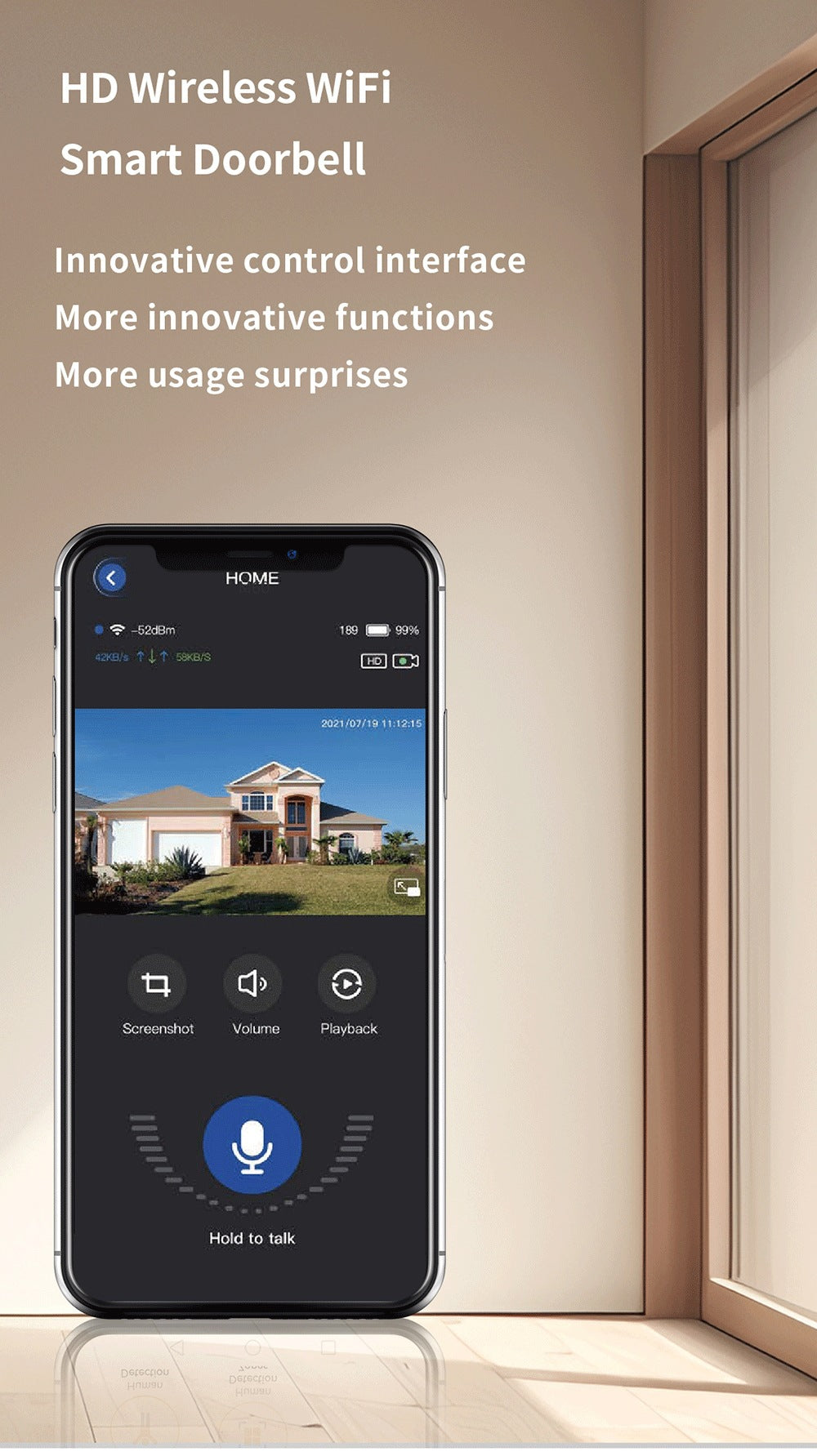 Intelligence Z80Doorbell for Home Use Low Power Consumption Wireless wifi Video Doorbell HD Night Vision Surveillance Doorbell with Ding Dong