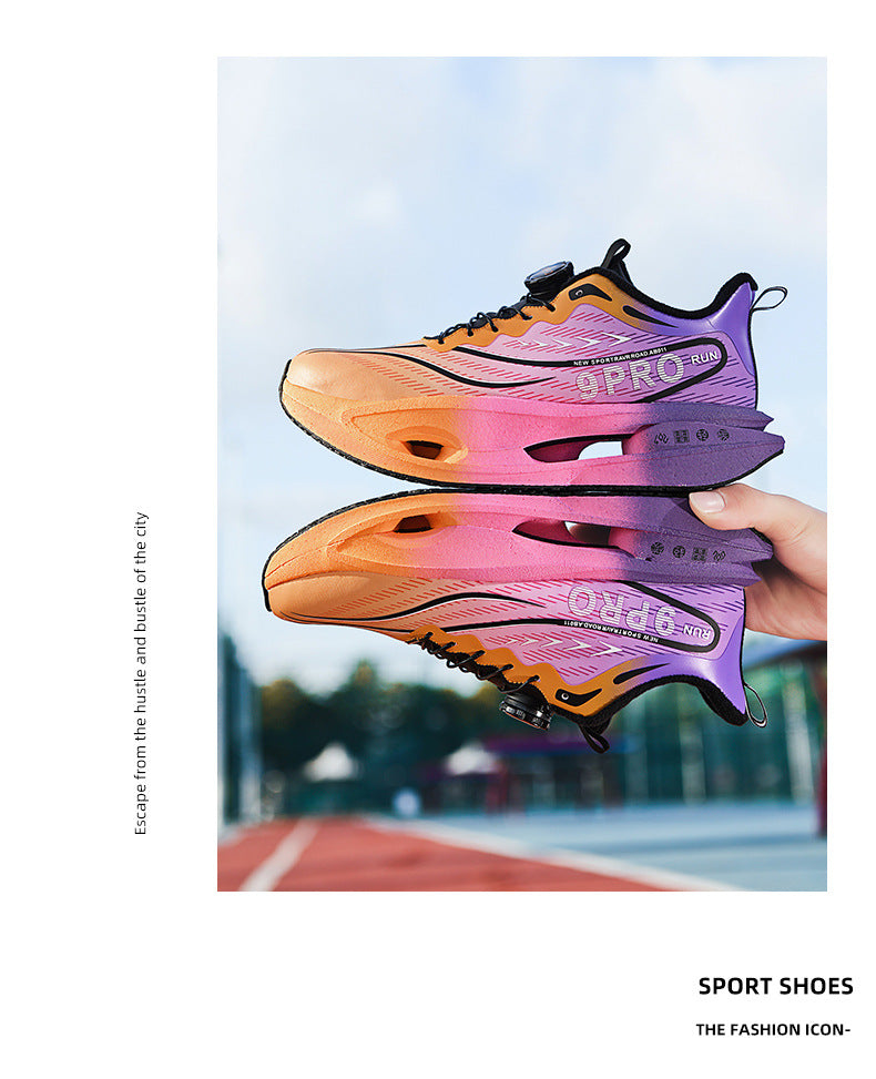 Winter New Leather Surface Fleece-Lined Warm Knob Buckle Sports Shoes Parent-Child Real Carbon Plate Soft Sole Rebound Cushioning Running Shoes