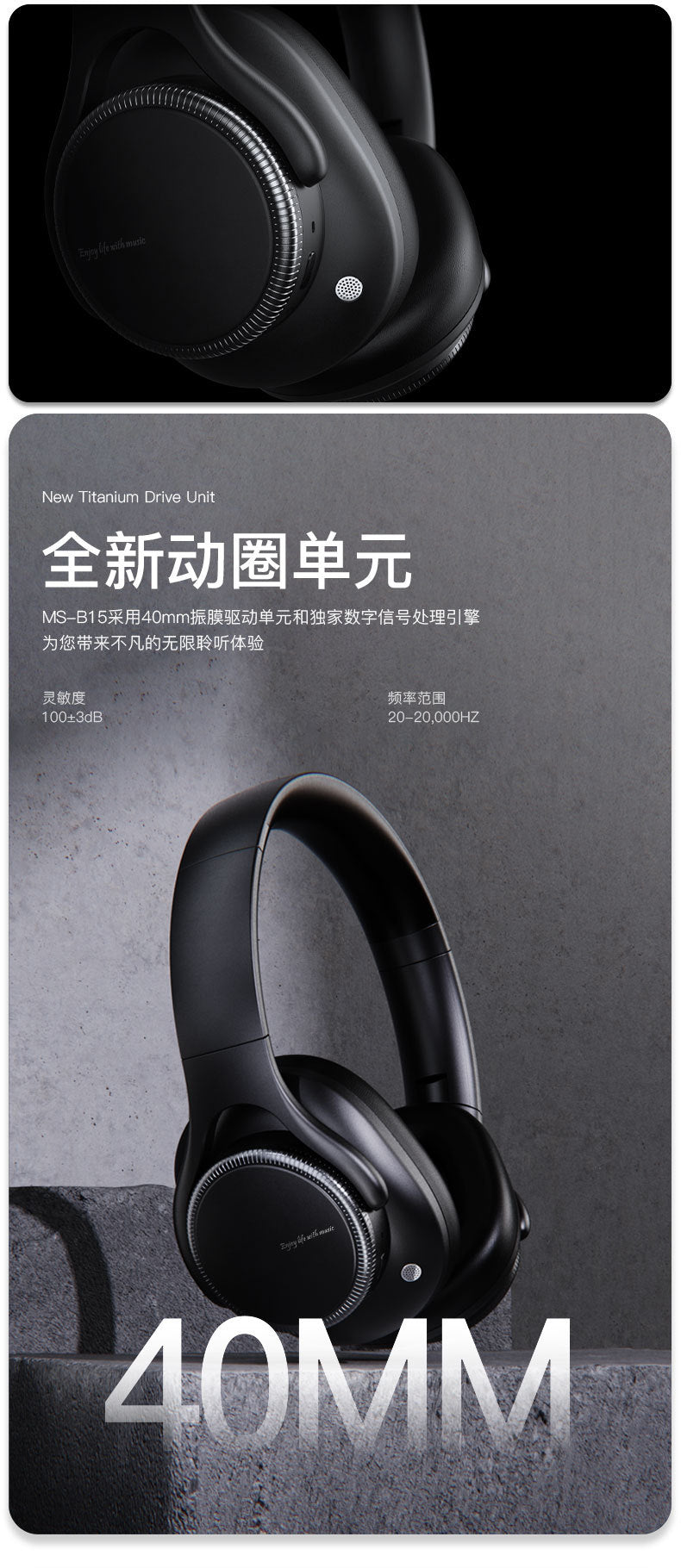 Private Model2025New model with deep bass and long battery life ANC Noise reduction wireless over-ear Bluetooth headphones with patent B15