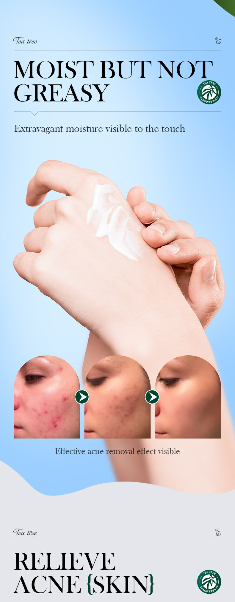 Full English Tea Tree Skincare Set SADOER Cleansing, moisturizing, hydrating five-piece set for  foreign trade wholesale