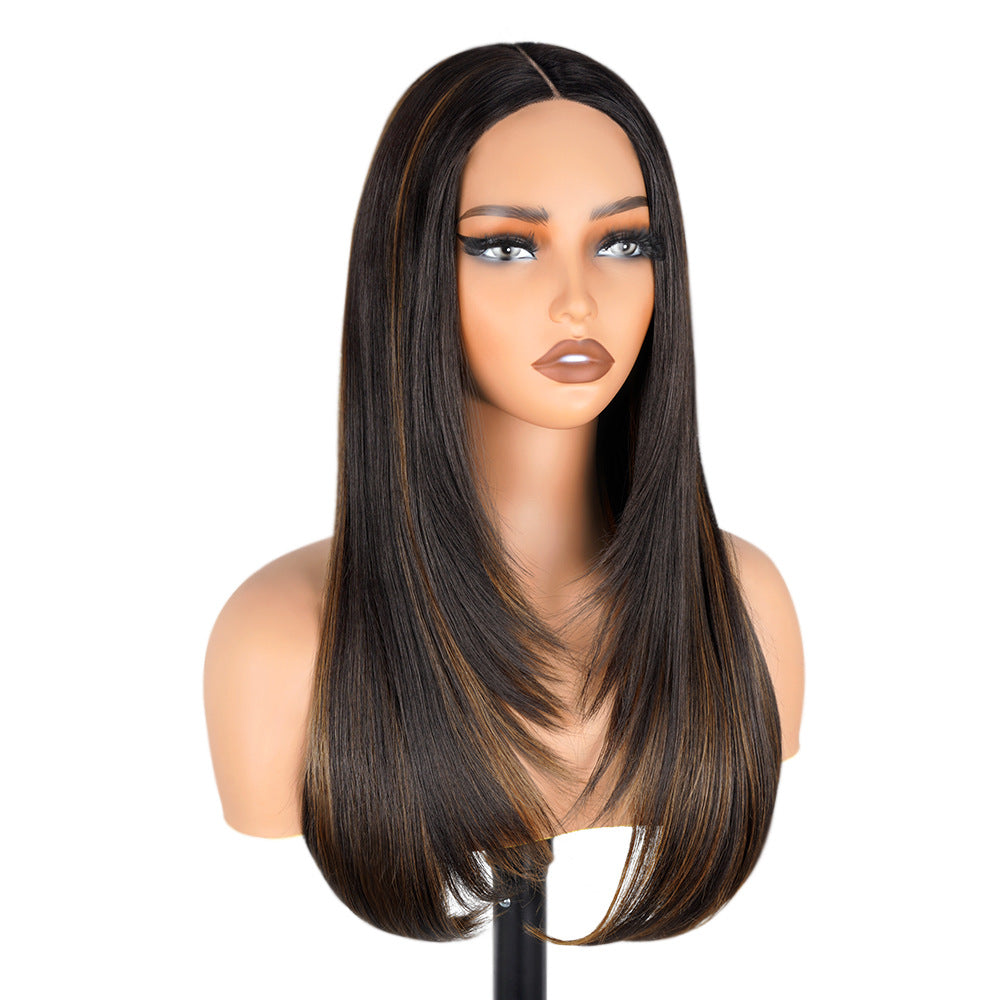 Factory Direct Cross-Border Wigs High Light Straight Layers Lace  Front Wig