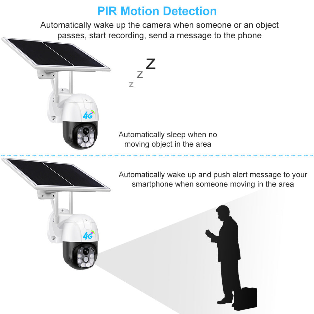 V380Solar Energy4G Camera 1080P High-definition Outdoor Wireless Remote Low-power Surveillance Camera Dome Camera