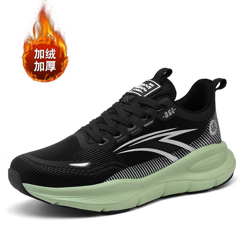 Large Size Fashion Leather Waterproof Rubber Non-Slip Wear-Resistant Sports Shoes with Fleece Lining and Thickened Warmth for Men