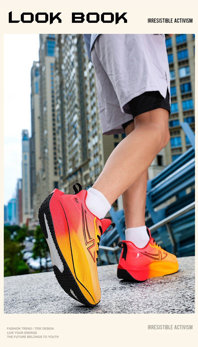 New Marathon Racing Anti-Slip Wear-Resistant Running Shoes Couple Popcorn Carbon Plate Cushioning Rebound Soft Sole Sports Shoes