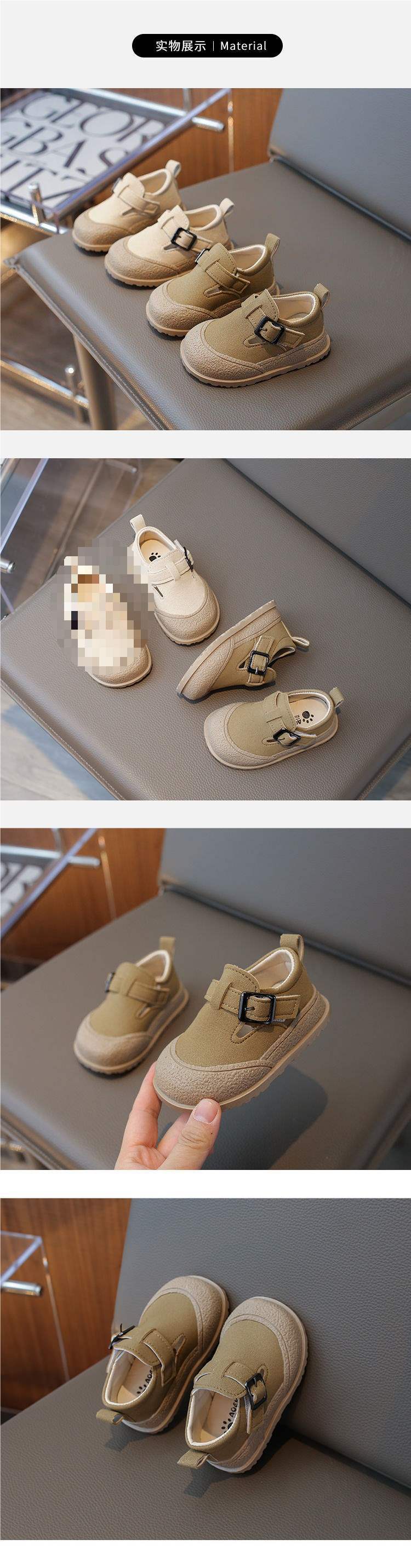 Baby Leather Shoes for Girls, Toddler Walking Shoes, Birkenstock Style, Soft Sole, British Style2025Spring and Autumn Boys' Loafers Trendy