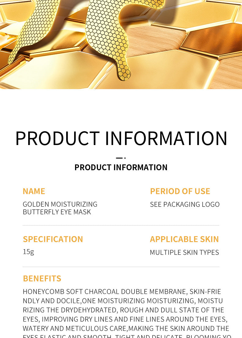 Gold Butterfly Eye Mask SADOER Eyes mask15g Moisturizing and Nourishing Tablets for Cross-Border Wholesale
