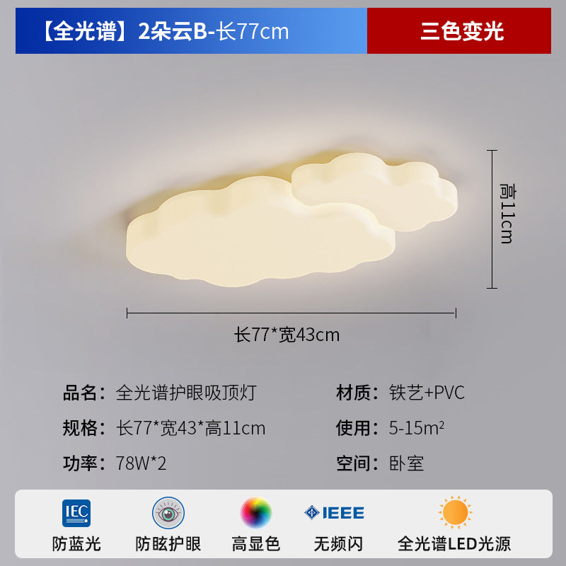 Full Spectrum Living Room Lamp Simple Modern Zhongshan Lighting Elegant Cream Style High-End Cloud Ceiling Lamp Set