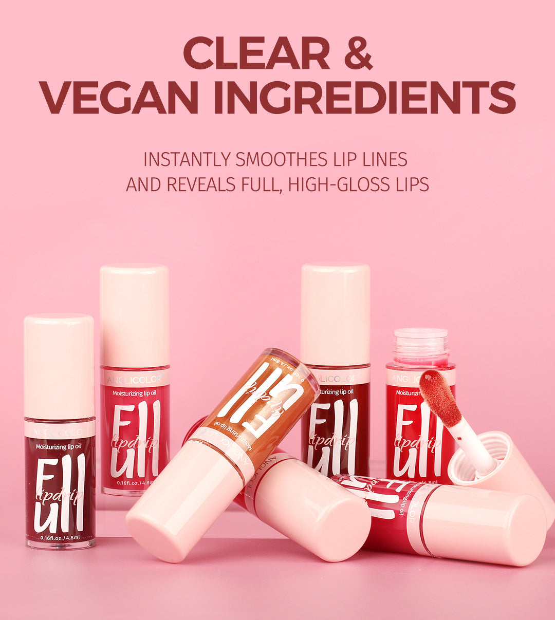 Anglicolor Temperature Changing Lip Oil Long-lasting Moisturizing Mirror Lip Gloss Plump Lips Color-changing Lip Glaze