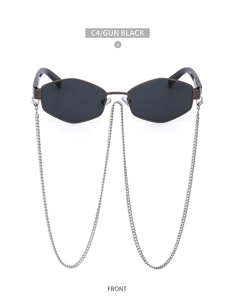 New Women's Sunglasses Fashion Chain Personality Round Frame Korean Style Sunglasses Wholesale Glasses sunglasses