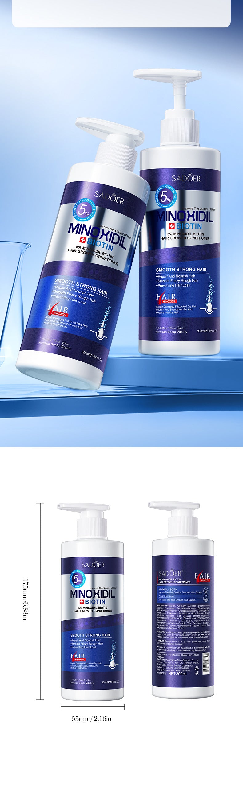 Full English SADOER5%Minoxidil Biotin Hair Growth Conditioner Hair Mask Export