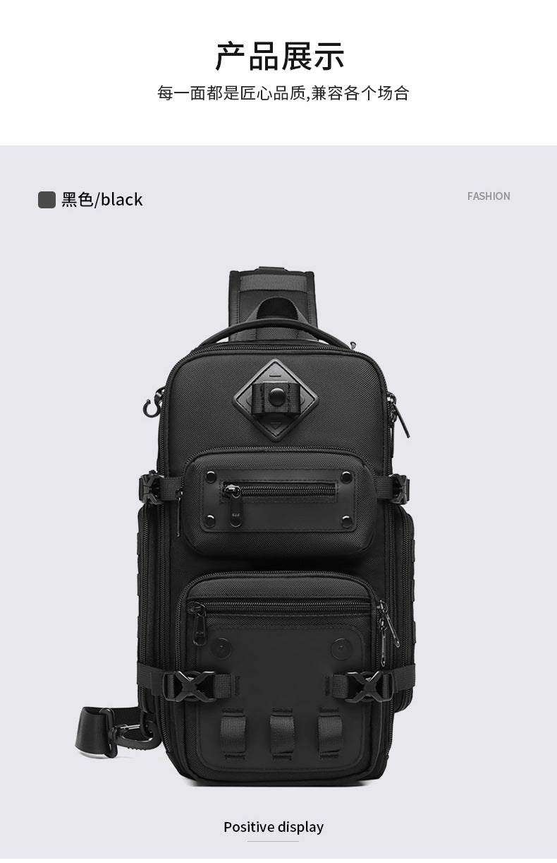 OZUKO Tactical Chest Bag Men's Crossbody Bag Shoulder Bag Men's Outdoor Sports Waterproof High-Quality Men's Bag