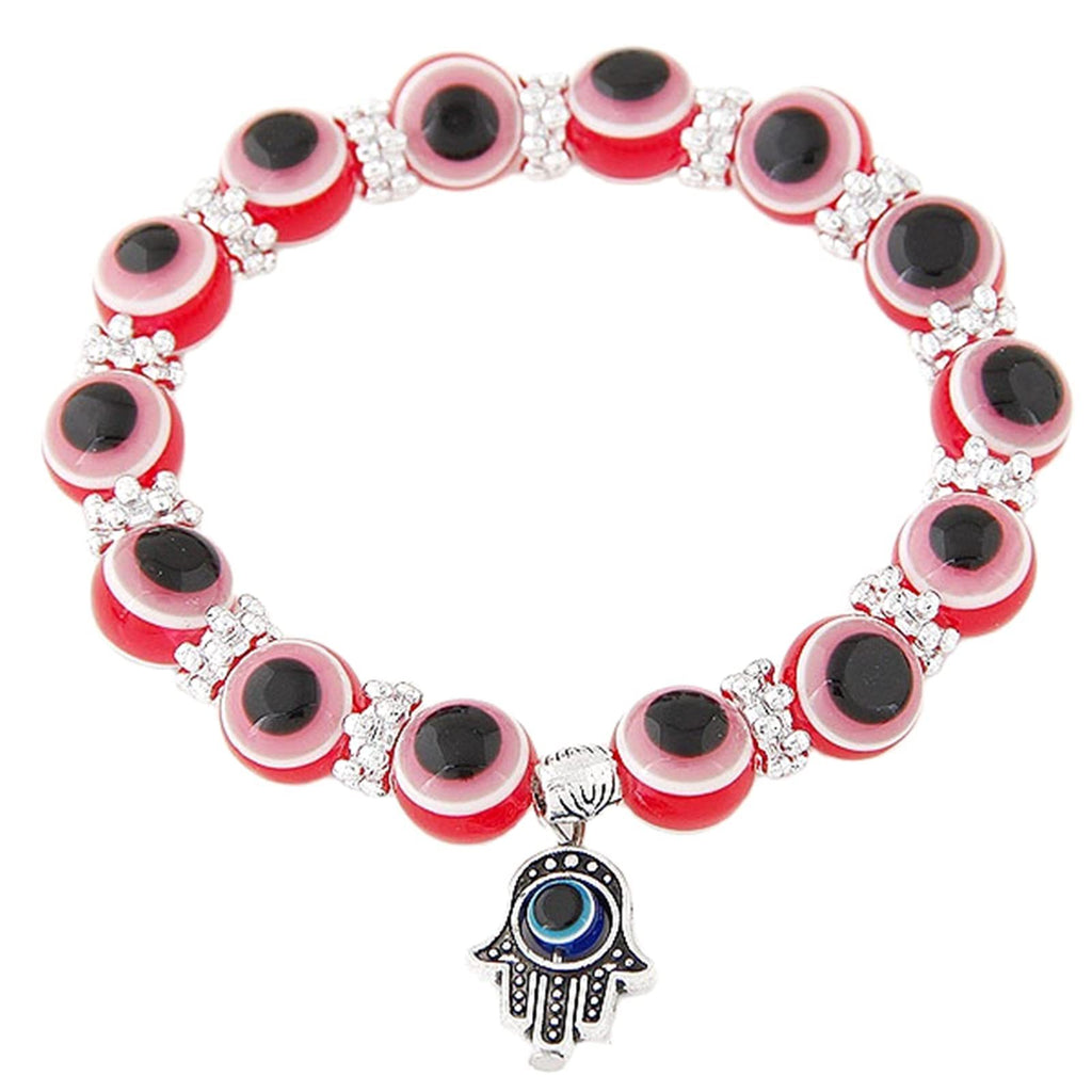 Men's Demon Eye Bracelet Palm Pendant Resin Evil Blue Eye Beads Fatima Palm Bracelet
