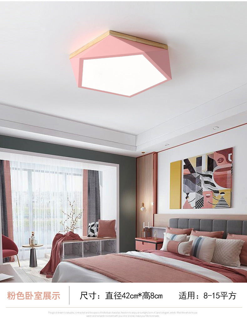 Creative Geometric Ceiling Light led Bedroom Lamp Nordic Creative Boys Girls Children's Room Lamp Iron Art Living Room Lamp