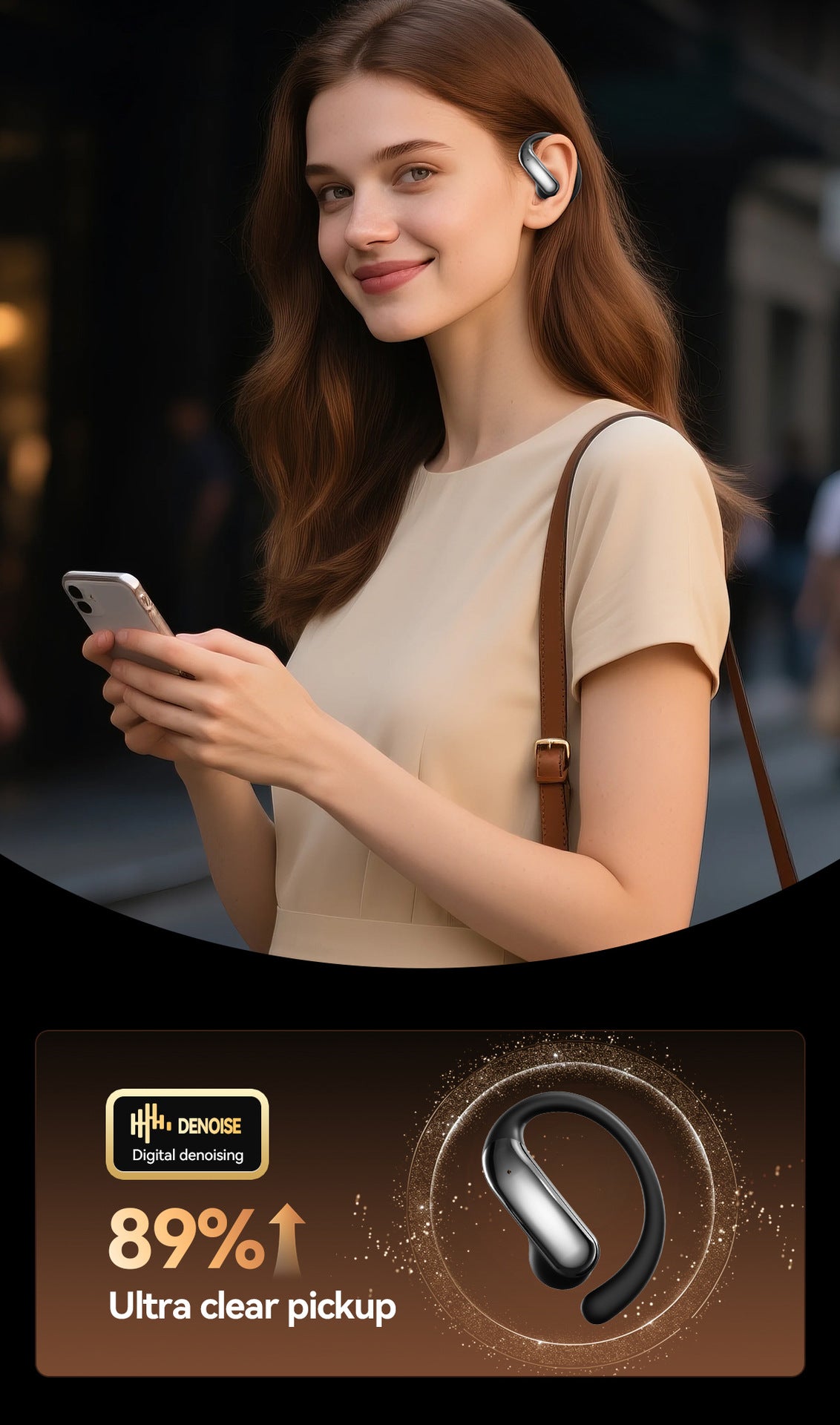 M142Popular OWS Open-type ultra-long battery life high-quality sound over-ear digital display wireless Bluetooth headphones