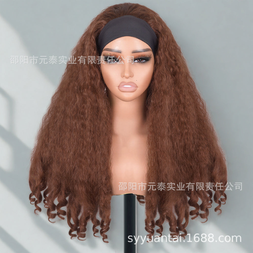 Africa Afro YAKI curly Ribbon Hair Band Curly Hair Chemical Fiber Wig headband wigs