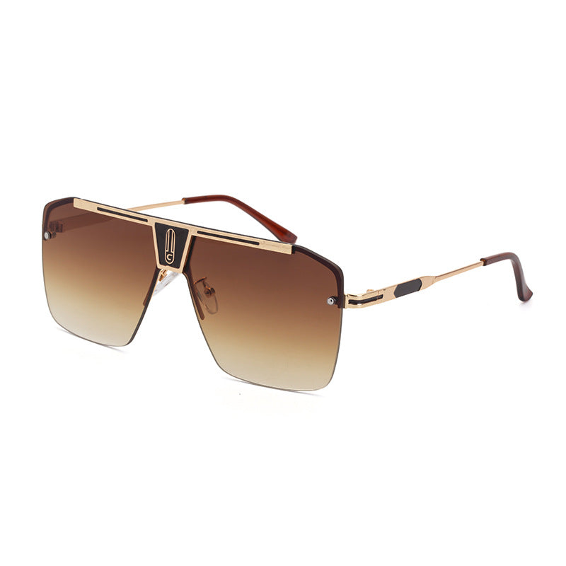 New Large Frame Sunglasses Men's Trendy Cool Fashion Street Style Square Frame Sunglasses Retro Rimless Glasses sunglasses
