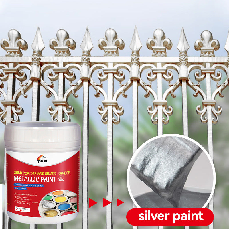 Gold and Silver Latex Paint baolisi Iron Art Steel Color Steel Tile Renovation Coating Anti-Rust Industrial Metal Paint