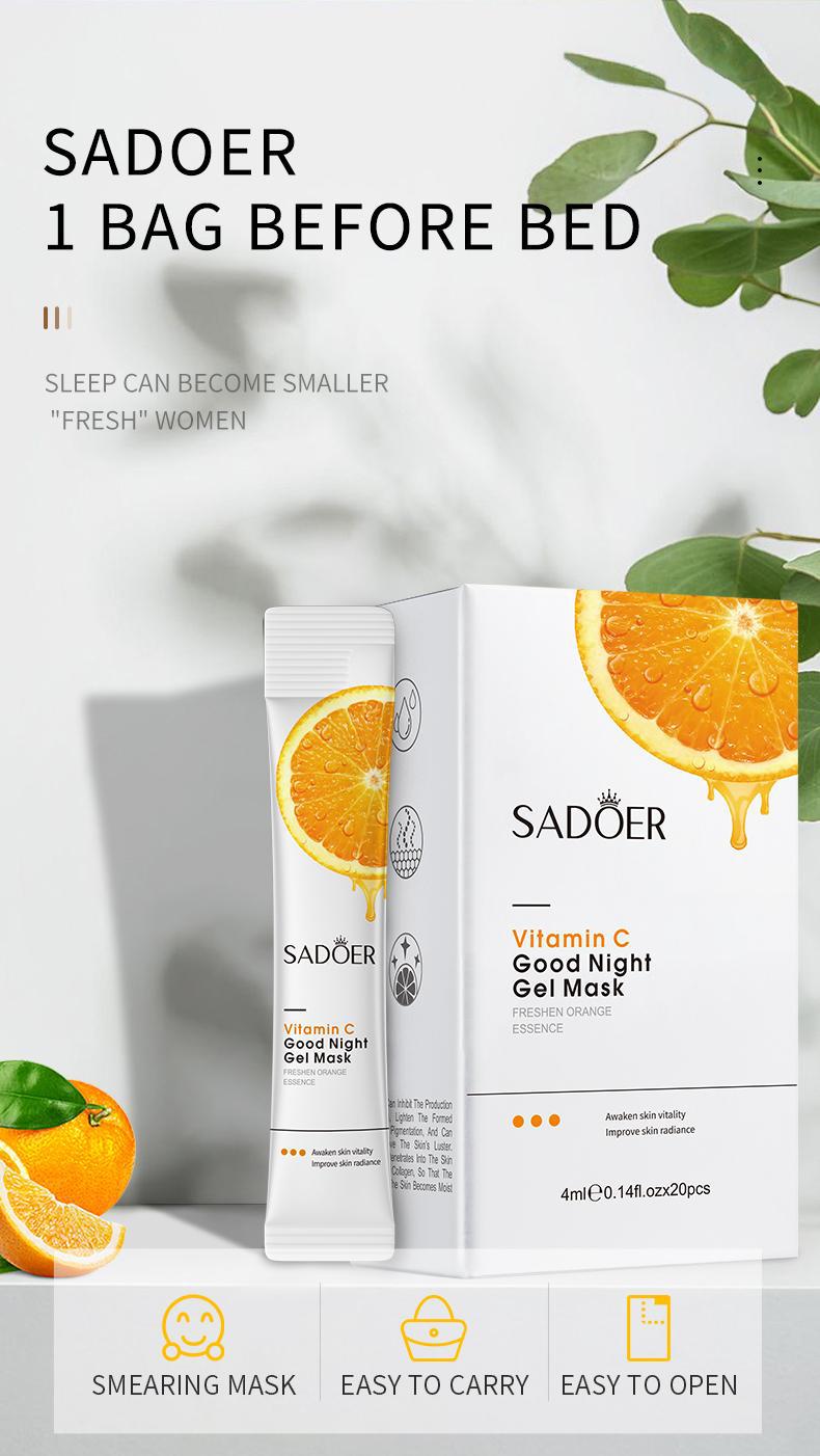 All English Good Night Cooling Mask SADOER Vitamin C Aloe Vera Sleeping Mask No-Rinse  Foreign Trade Live Wholesale