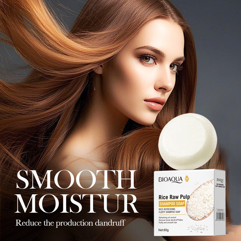 Cross-border Rice Puree Shampoo Soap60g Refreshing and Voluminous Deep Clean Shampoo Wholesale from Foreign Trade Manufacturer