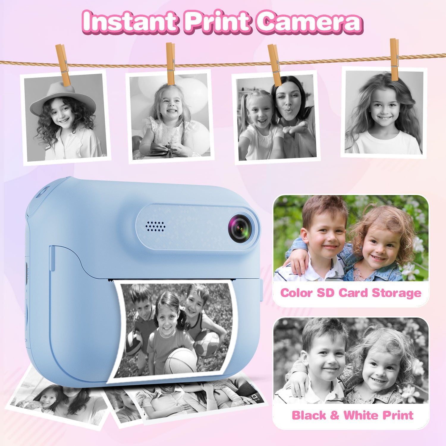 Hot-selling Polaroid Camera Children's Toy Can Take Photos and Print Black and White Photos Directly with Built-in