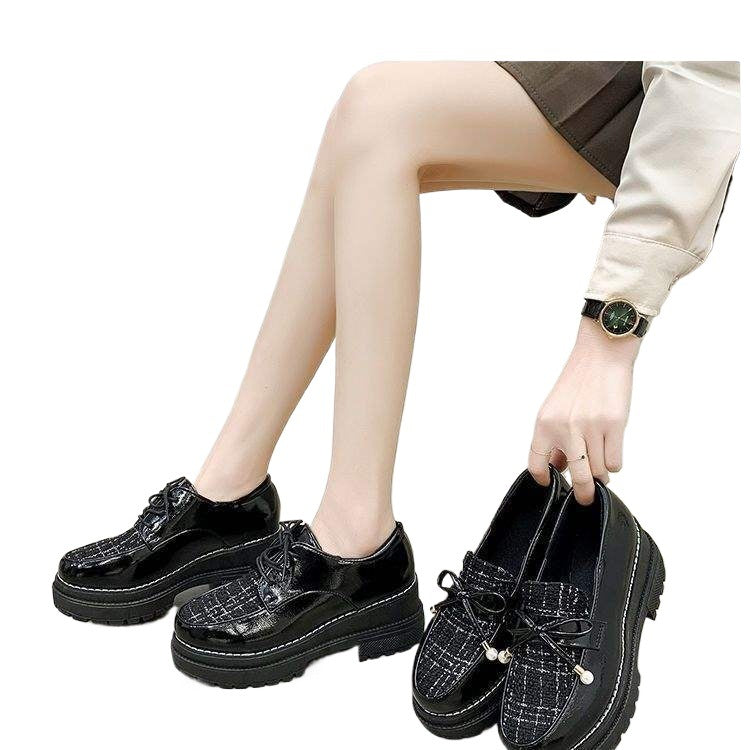 Platform Loafers2025Spring and Autumn New Style Women's Single Shoes Retro British Style Small Leather Shoes Women's Wedge Lazy Shoes