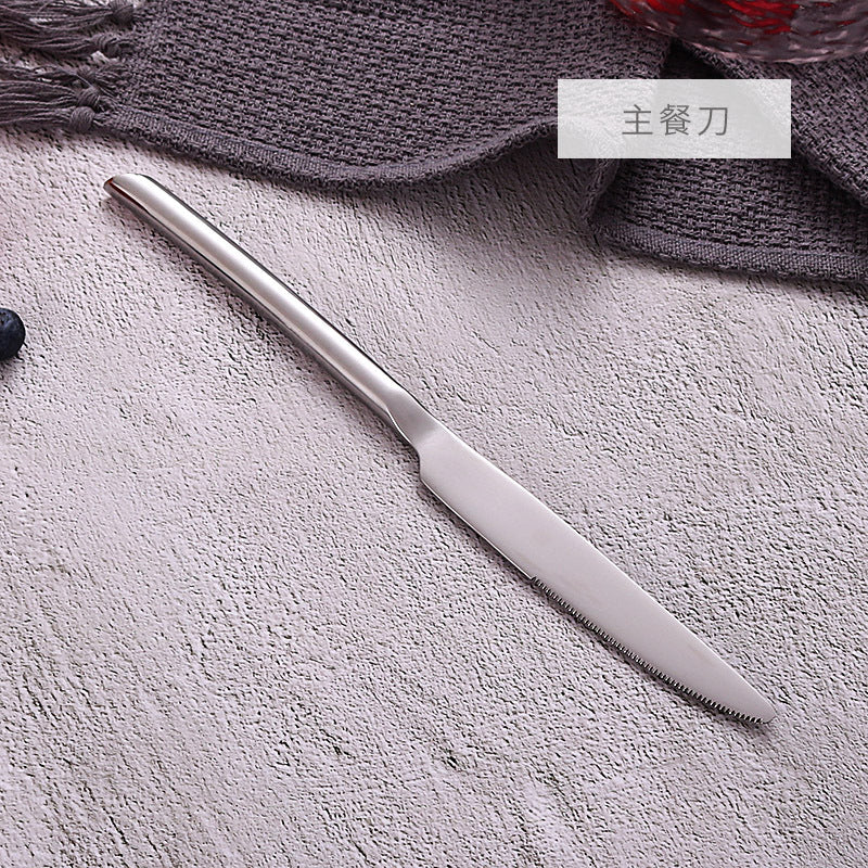 American Style Stainless Steel Western Steak Knife Slanted Tail Knife Fork Spoon Mirror Polished Tea Set3Solid Fork with Teeth