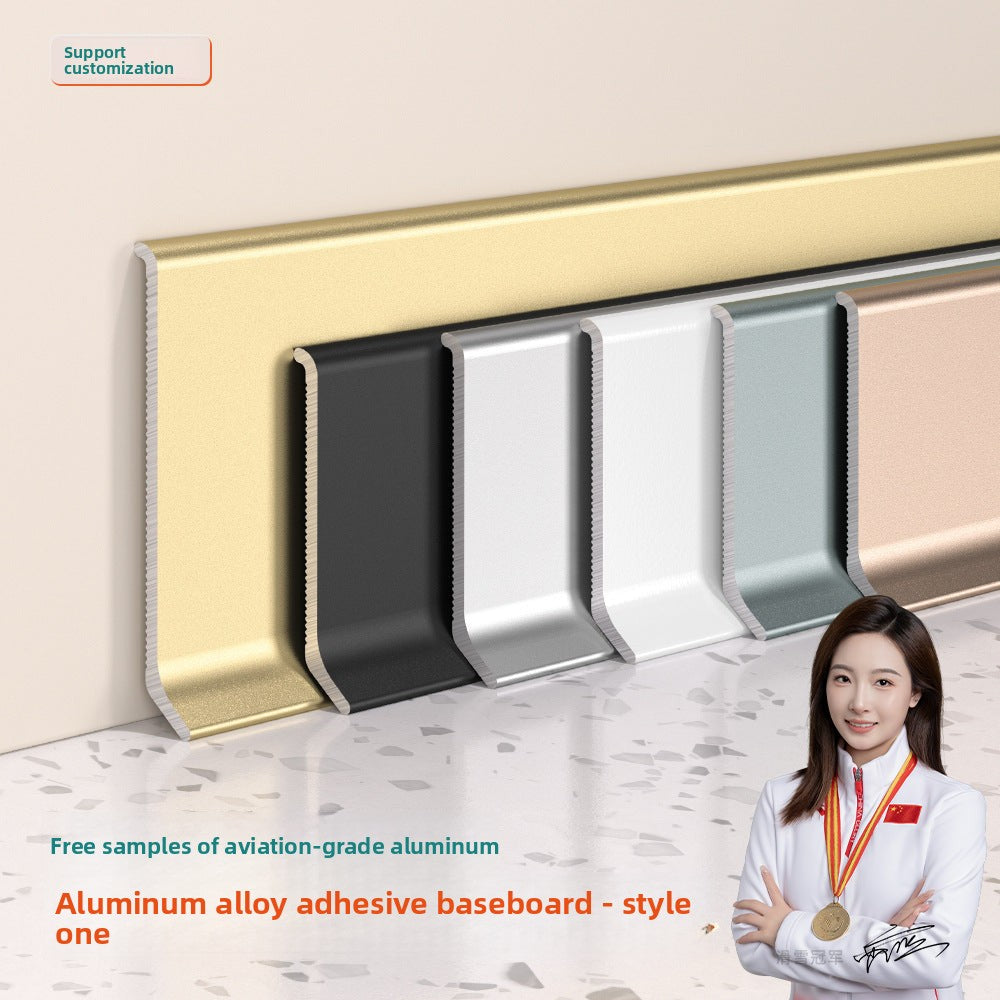 Aluminum alloy baseboard minimalist and ultra-thin4/6/8cm Self-adhesive, no-drill stainless steel metal baseboard wholesale