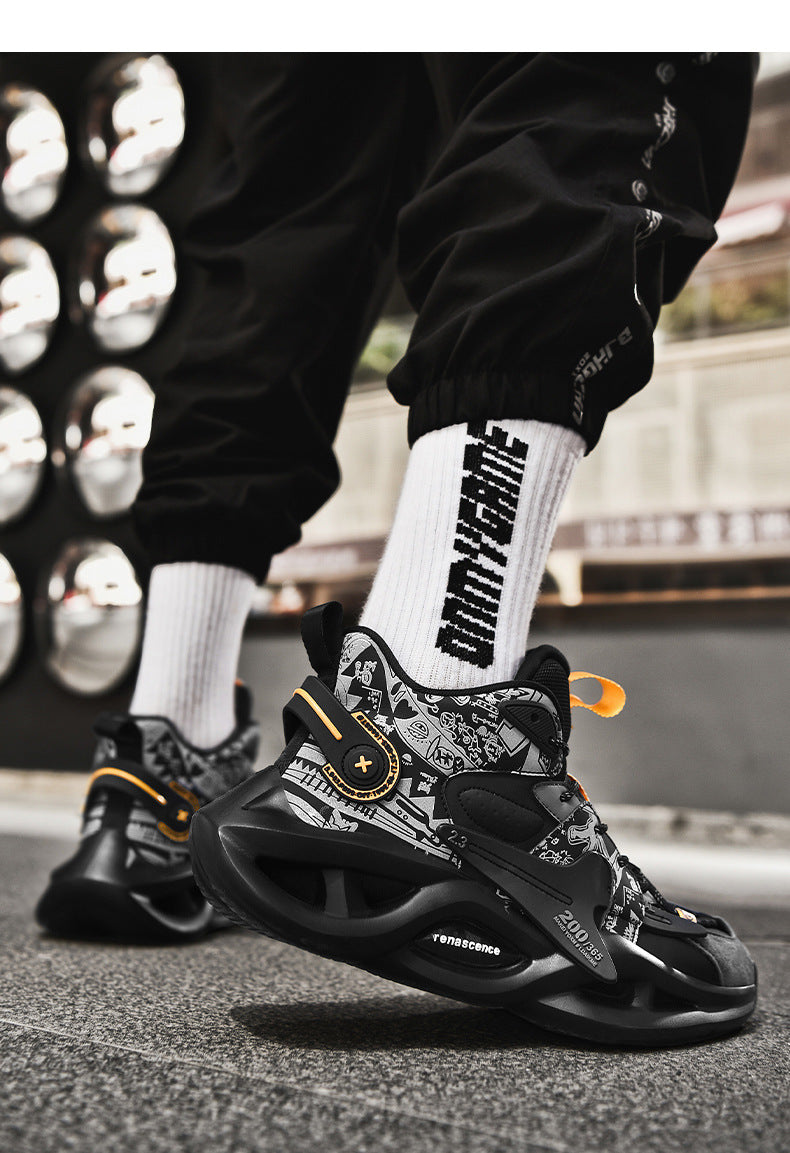 High-top Dad Shoes Men's Sports Shoes Youth Thick-soled Height-increasing Comfortable Basketball Shoes Trendy Brand Lightweight Comfortable