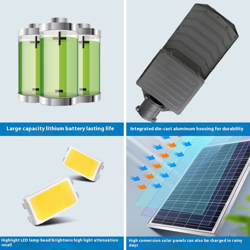 New Rural Lighting Engineering 6m Road Lamp Outdoor Solar LED Lamp Wide-Angle 4-Sided Aluminum Battery for Household Garden Use