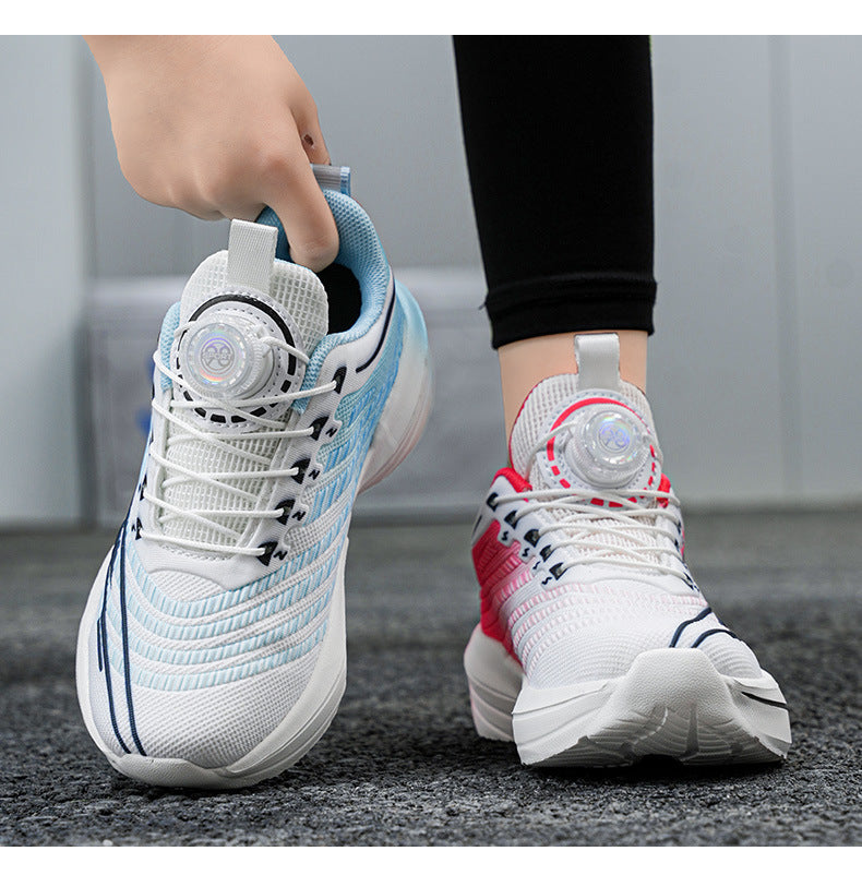 2025New Mesh Breathable Rotating Button Children's Shoes Student Training Running Shoes Red Rabbit Children's Mandarin Duck Sports Shoes