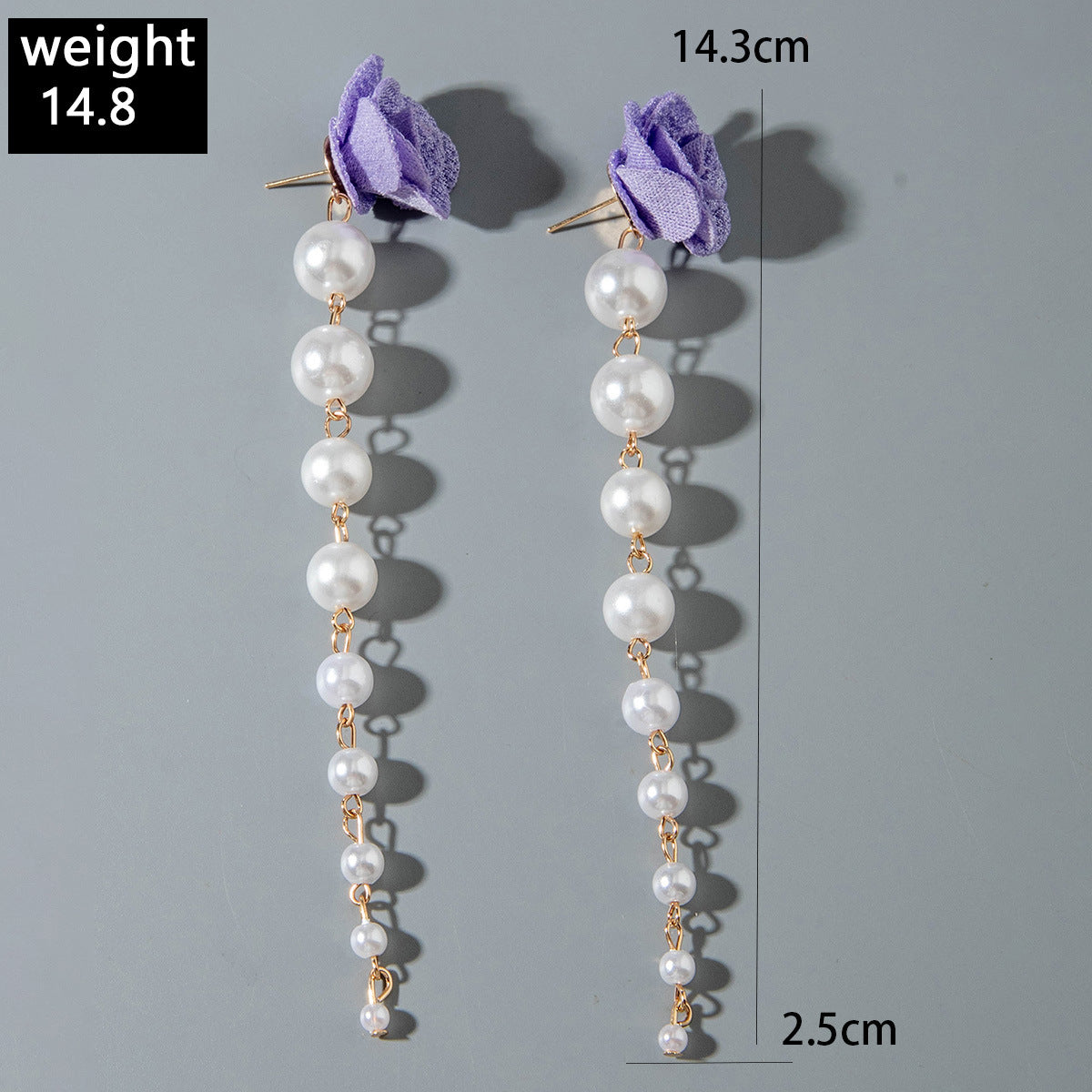 European and American Fresh Fabric Colorful Pearl Earrings Sweet Rice Bead Tassel Tulip Flower Earrings