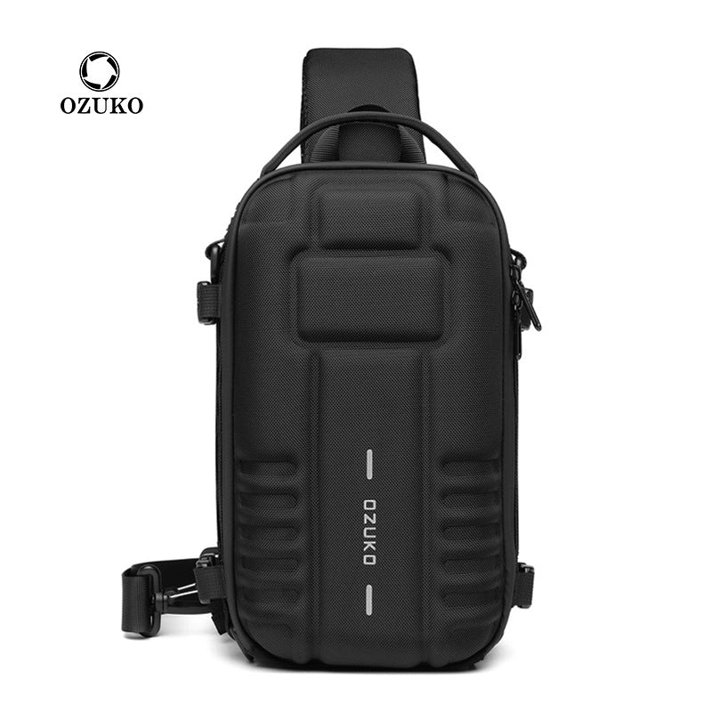 OZUKO EVA Hard Shell Chest Bag Men's Crossbody Bag Tactical Functional Waterproof Large Capacity Outdoor Cycling Bag