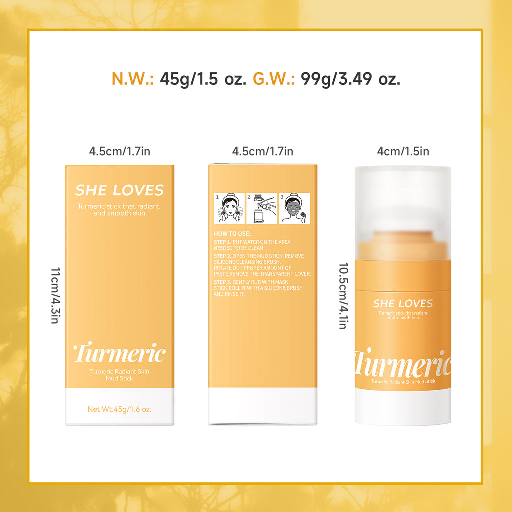 Exclusive Supply sheloves Turmeric Solid Mask Deep Cleansing Brightening Skin Color Oily Skin Smear Mud Mask Stick