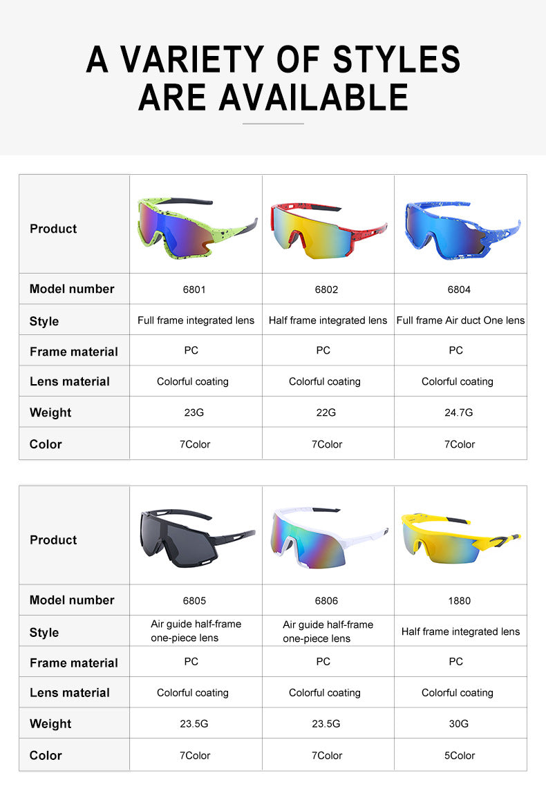 Cycling Goggles Colorful Outdoor Women's European and American One-piece Sunglasses Windproof Skiing Sports Sunscreen Sunglasses Men