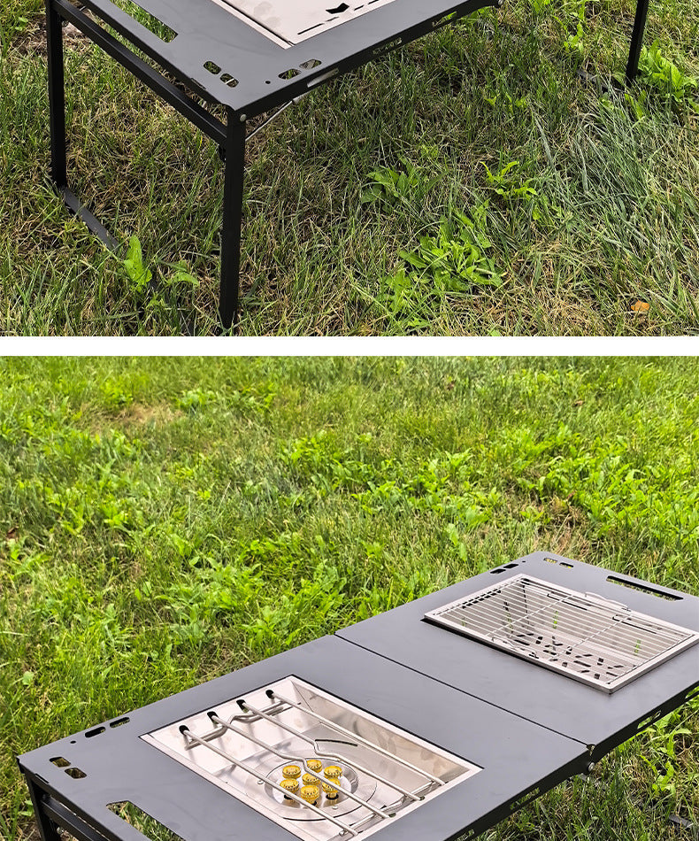 Camping Table Two Units IGT Hydraulic Rod Tactical Table Folding Tea Table Multifunctional Detachable Barbecue Table Outdoor