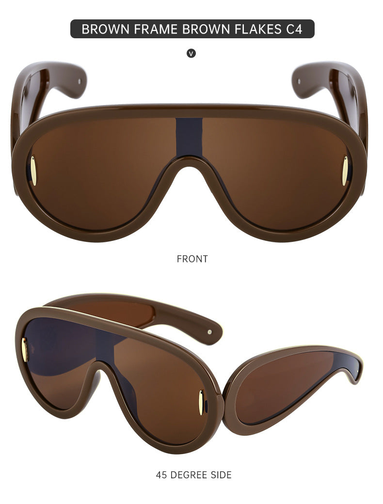 European and American Fashion One-piece Large Frame Sports Sunscreen Sunglasses Women's Trendy Sports Cycling Windproof Sunglasses Men's Glasses
