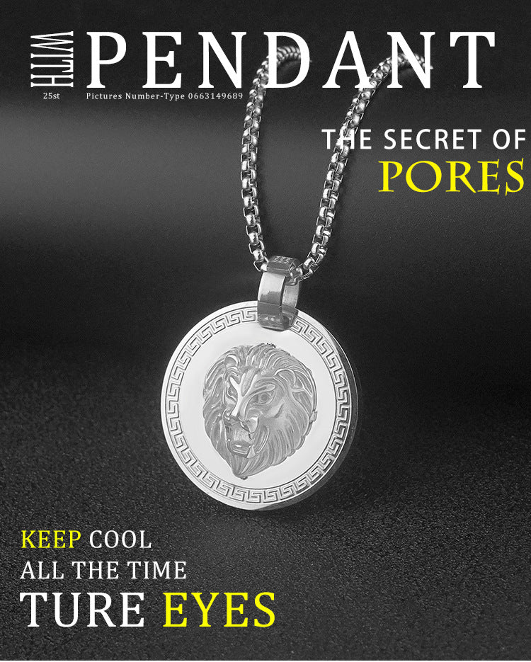 New Stainless Steel 3D Relief Lion Head Pendant European and American Hip Hop Personality Trendy Brand Titanium Steel Necklace Wholesale