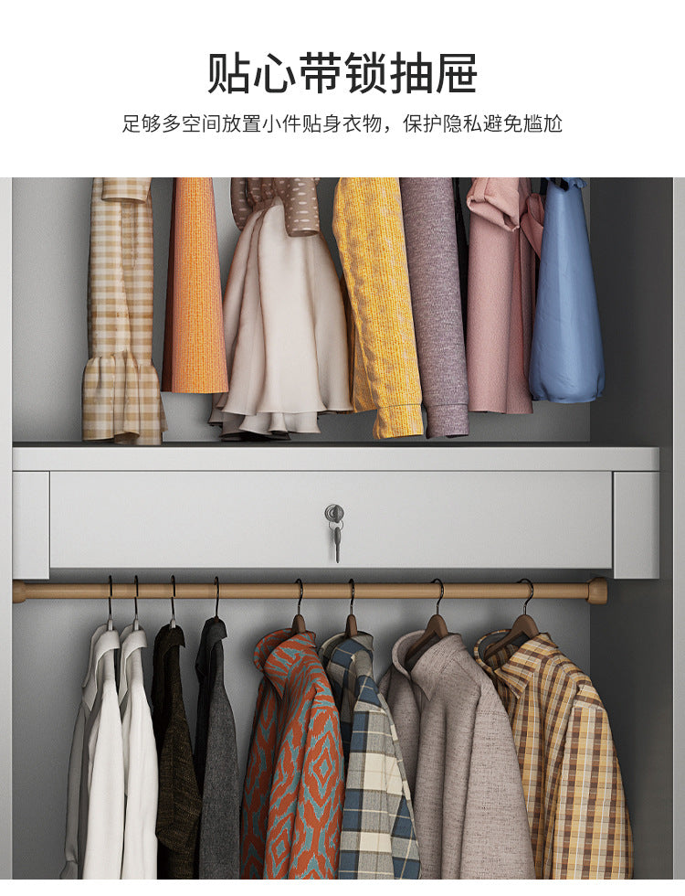 Light Luxury Glass Door Wardrobe Modern Home Bedroom Cloakroom Custom Processing Assembly Wardrobe Storage Large Wardrobe