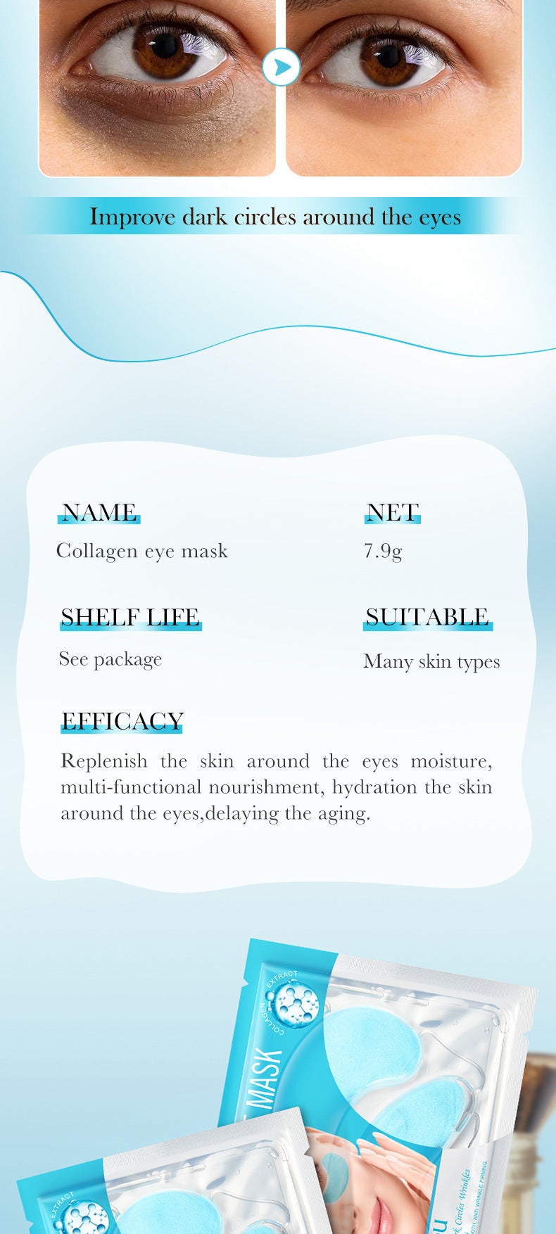 Eye Mask7.9g FAYANKOU24K Golden Aloe Vera Hydrating Nourishing Eye Mask Cross-Border Wholesale