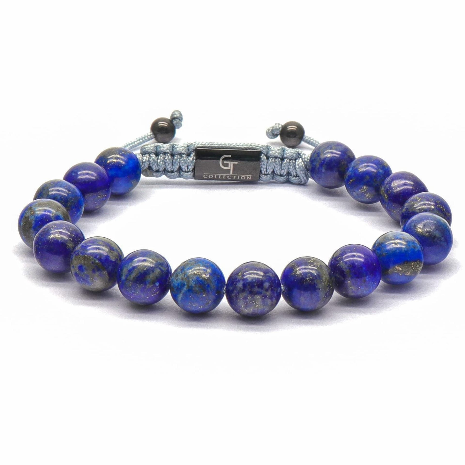 Men's Black Matte Woven Bracelet with Natural Stone10mm Beaded Stretch Bracelet Lapis Lazuli Tiger Eye Stone Woven Bracelet