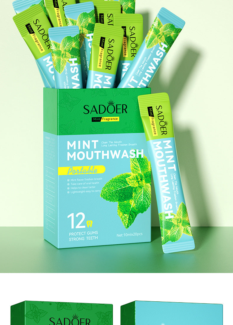 Full English Mouthwash Box Set SADOER Disposable Portable Oral Cleaning Care  Foreign Trade Wholesale
