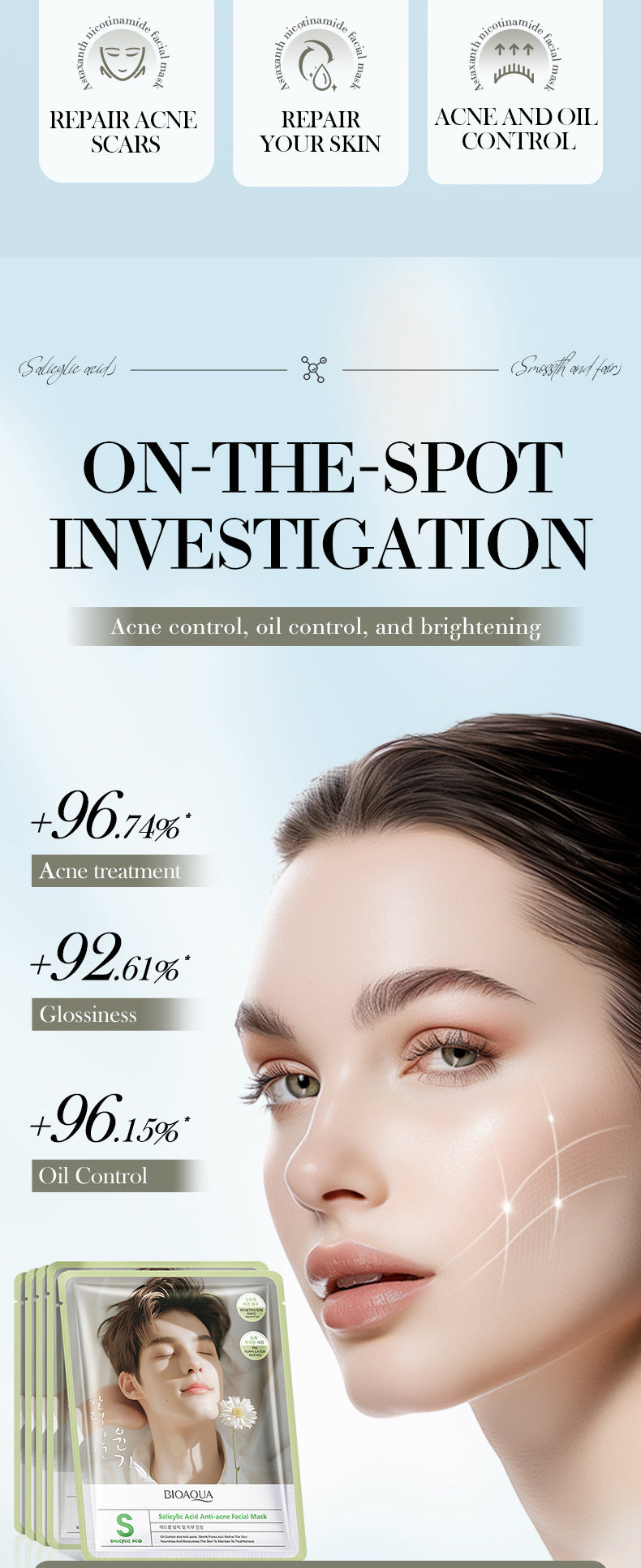 Salicylic Acid Anti-Acne Mask BIOAOUA Nourishing and Hydrating Moisturizing Face Mask Cross-Border Wholesale