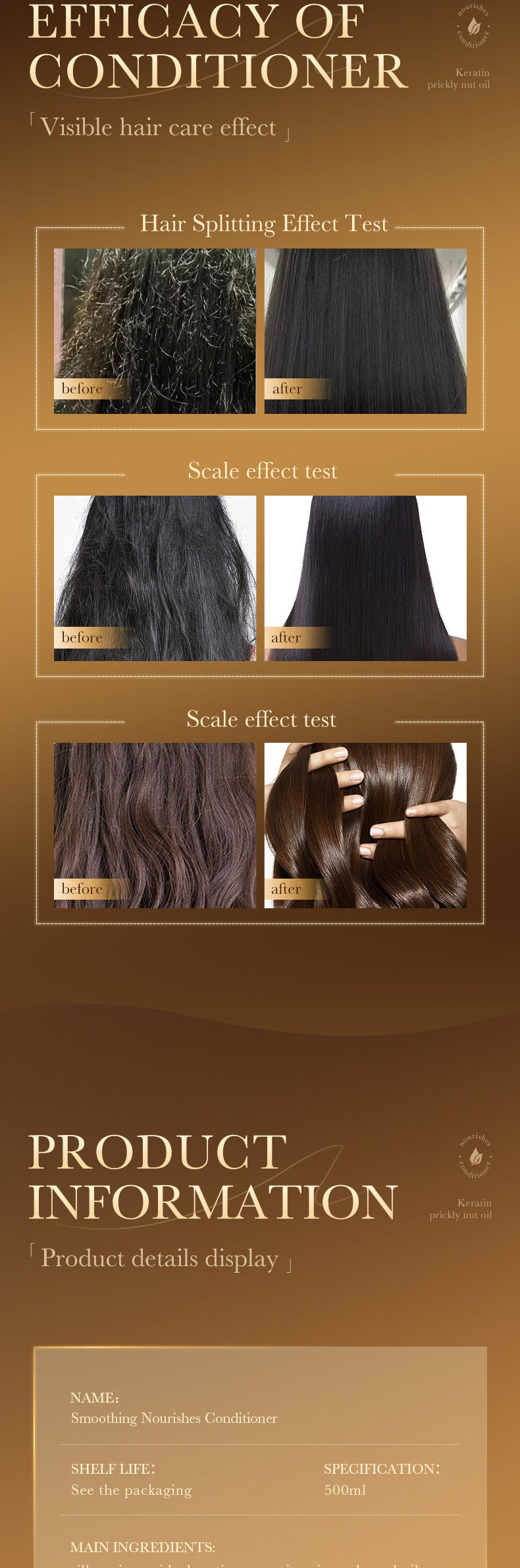 Hair Conditioner500ml SADOER Moisturizing and Smoothening Conditioner to Improve Split Ends Cross-Border Wholesale