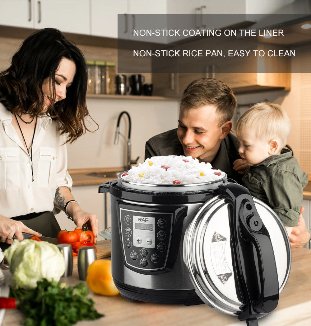 Electric Pressure Cooker Household Multi-Functional Rice Cooking Stewing Soup Open Lid Sauce Collection Can Reserve Rice Cooker Pressure Cooker6L