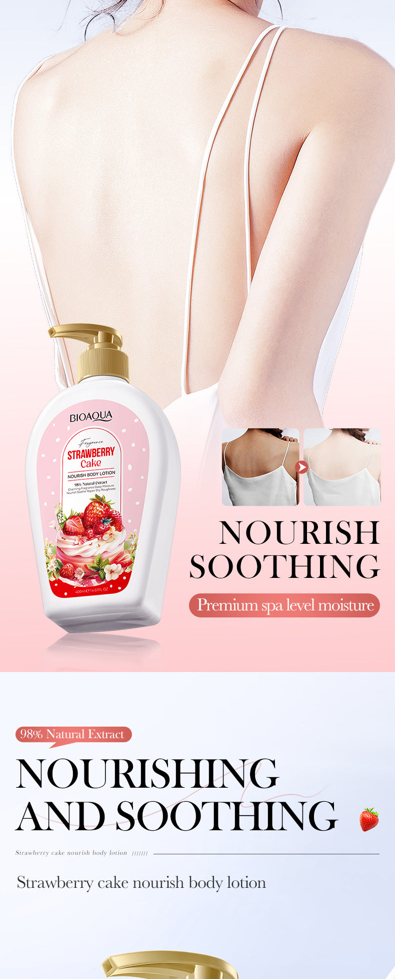 BIOAOUA Strawberry Cake Nourishing Body Lotion Moisturizing Body Lotion  Wholesale