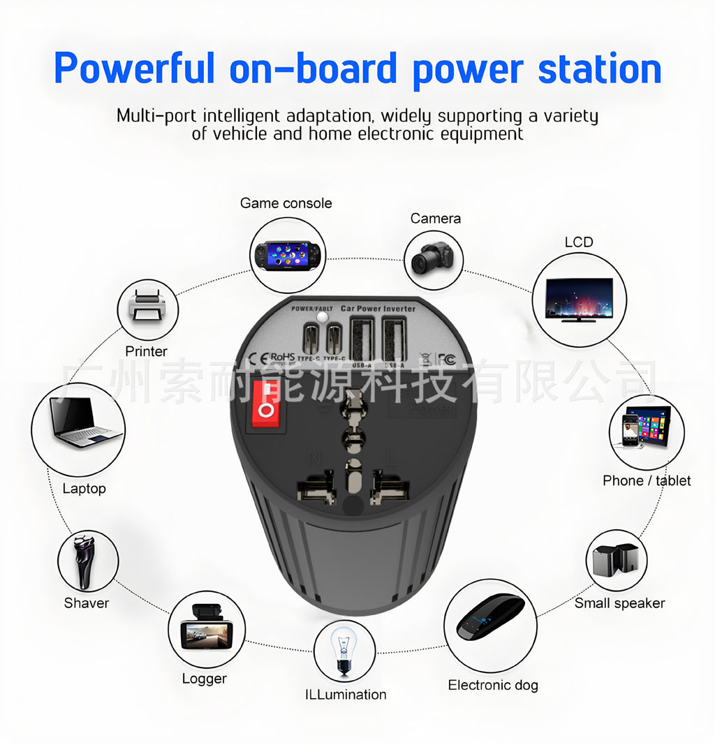 Cup-shaped Car Inverter200W 12V Turn110V220V Double USB Type-C Exclusive Supply inverter