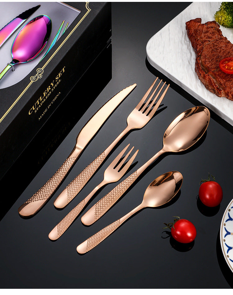 New Hot Selling Stainless Steel Star Diamond Tableware Knife, Fork and Spoon40Set20Set of Steak Knives and Forks