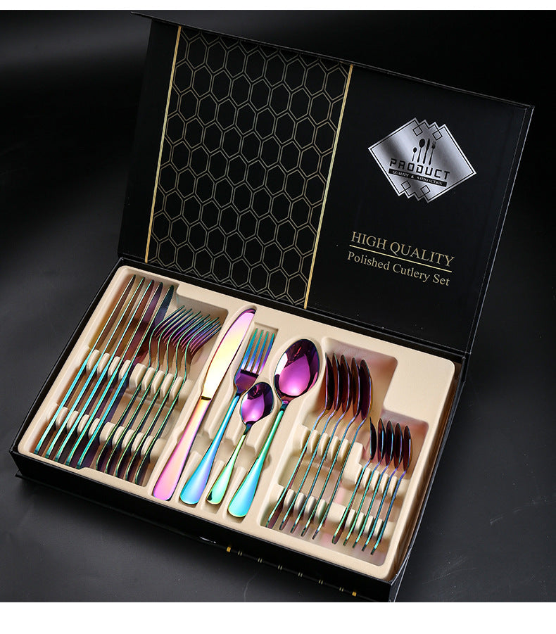 1010Cutlery Set Hotel Holiday Steak Western Food Tableware24Gift Set Wooden Box